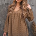  Swiss Dot Balloon Sleeve Loose Blouse