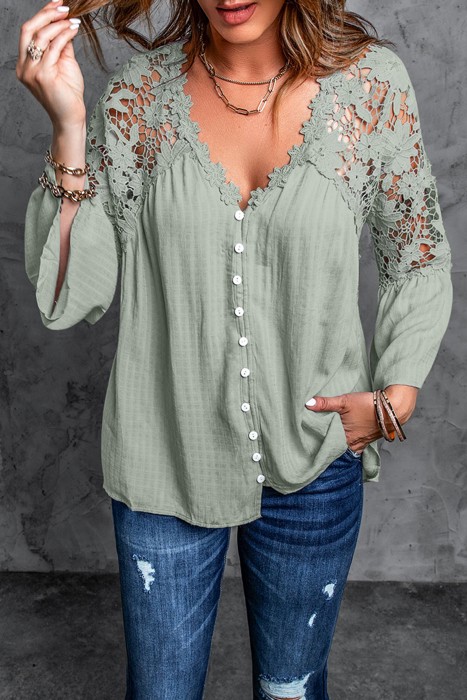 Crochet Lace Button Top | 2 Colors |