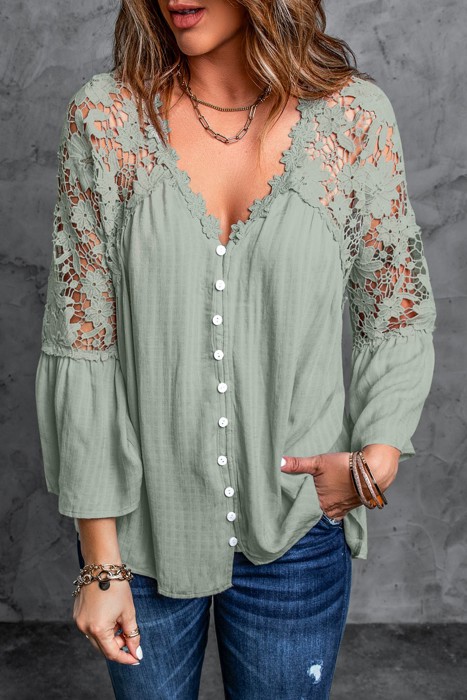 Crochet Lace Button Top | 2 Colors |