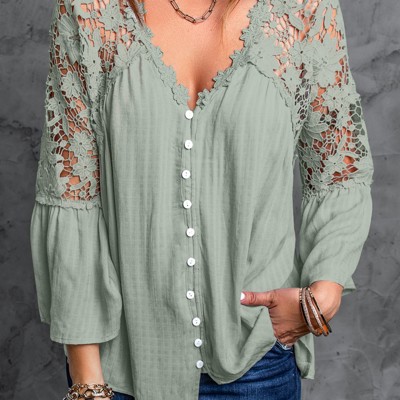 Crochet Lace Button Top | 2 Colors |