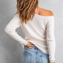  White Ribbed Knit Sweater