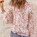  Floral Print V Neck Long Puff Sleeve Top | 2 Colors |