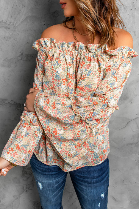 Floral Off Shoulder Bell Sleeve Blouse