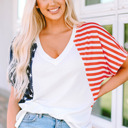  The US Stars and Stripes V Neck Tee