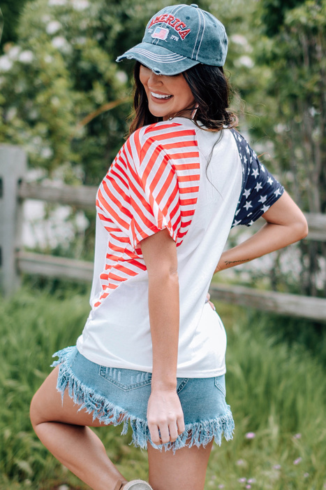The US Stars and Stripes V Neck Tee