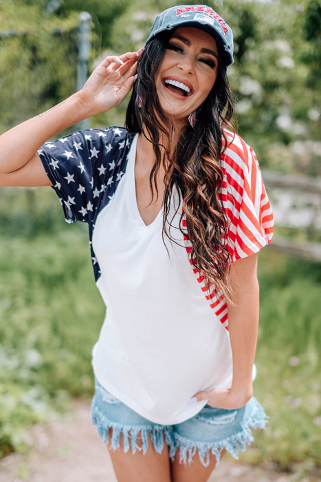 The US Stars and Stripes V Neck Tee