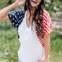  The US Stars and Stripes V Neck Tee