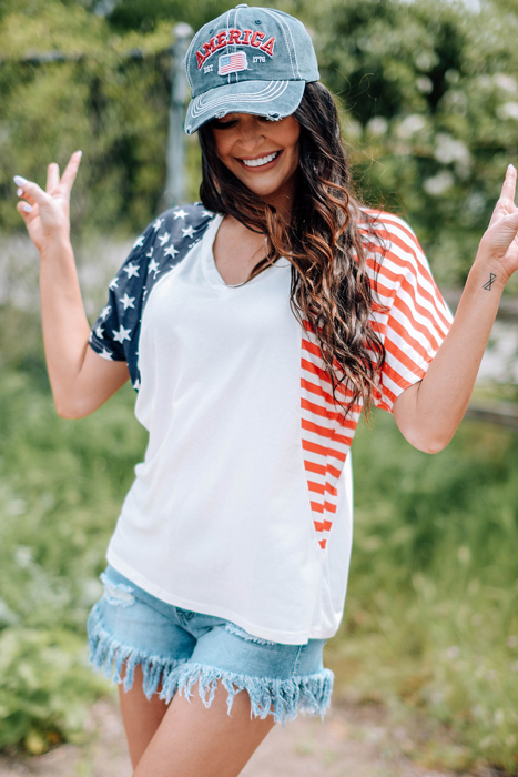 The US Stars and Stripes V Neck Tee