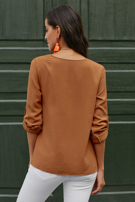 V Neck Button Up Blouse  | 2 Colors |