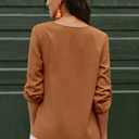  V Neck Button Up Blouse  | 2 Colors |