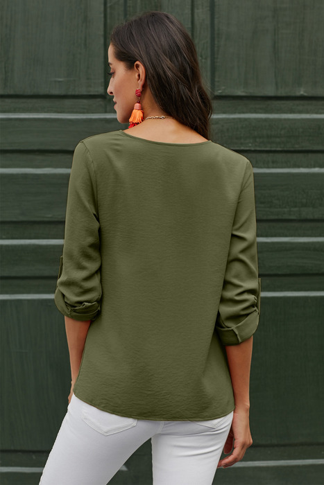 V Neck Button Up Blouse  | 2 Colors |