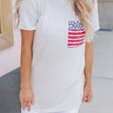  Gray Stripes American Flag Chest Pocket T Shirt