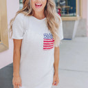  Gray Stripes American Flag Chest Pocket T Shirt
