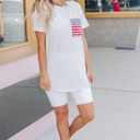  Gray Stripes American Flag Chest Pocket T Shirt