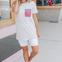  Gray Stripes American Flag Chest Pocket T Shirt
