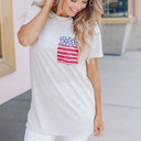  Gray Stripes American Flag Chest Pocket T Shirt