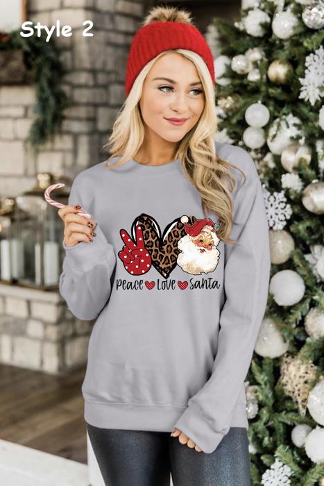 Santa Claus Leopard Print Graphic Sweatshirt