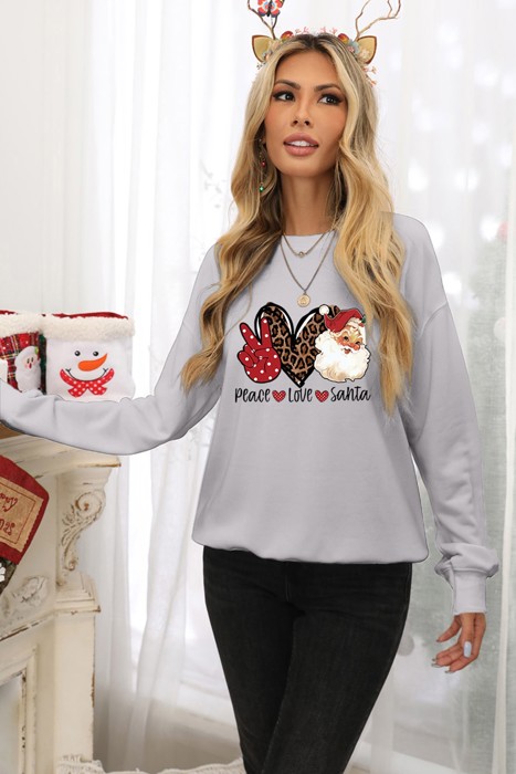 Santa Claus Leopard Print Graphic Sweatshirt