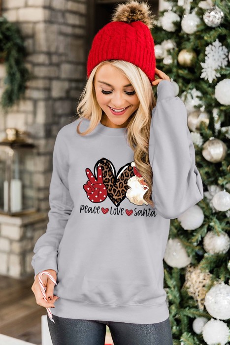 Santa Claus Leopard Print Graphic Sweatshirt