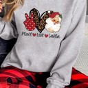  Santa Claus Leopard Print Graphic Sweatshirt