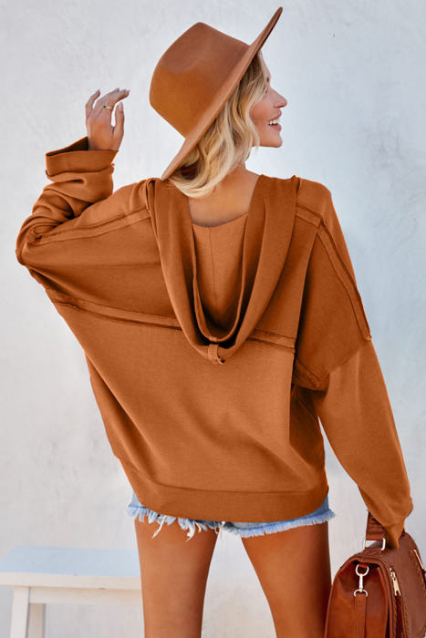 Distressed Raw Seam Pullover Hoodie