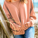  Drop Shoulder Sweatshirt with Kangaroo Pocket