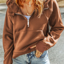  Quarter Zip Kangaroo Pocket Hoodie