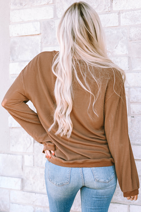 You Are Loved Print Ribbed Sweatshirt