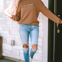  You Are Loved Print Ribbed Sweatshirt