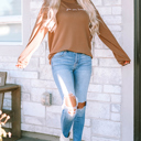  You Are Loved Print Ribbed Sweatshirt