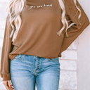  You Are Loved Print Ribbed Sweatshirt