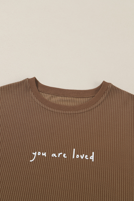 You Are Loved Print Ribbed Sweatshirt