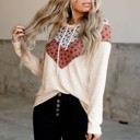  Leopard Print Color Block Drawstring Hoodie