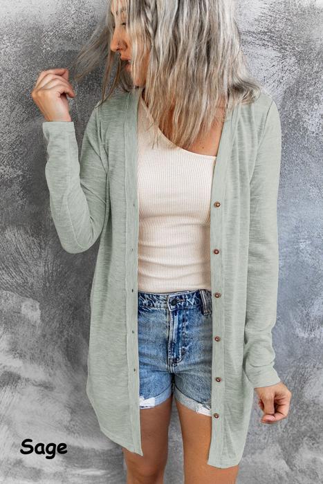 " Flash Deal" Open-Front Buttons Cardigan | 3 Colors |