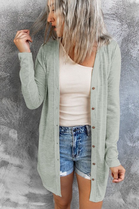" Flash Deal" Open-Front Buttons Cardigan | 3 Colors |