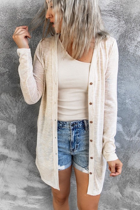 " Flash Deal" Open-Front Buttons Cardigan | 3 Colors |