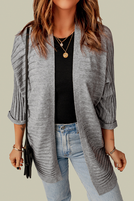  Ribbed Open Front Knit Cardigan | 4 Colors |