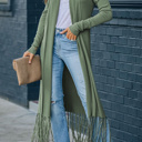  Fringed Hem Open Cardigan