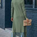  Fringed Hem Open Cardigan