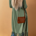  Fringed Hem Open Cardigan