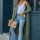 Fringed Hem Open Cardigan