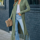  Fringed Hem Open Cardigan