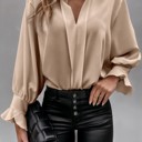  V Neck Long Puff Sleeve Top | 2 Colors |