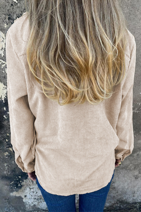 Corduroy Front Pocket Drop Shoulder Shacket | 2 Colors |