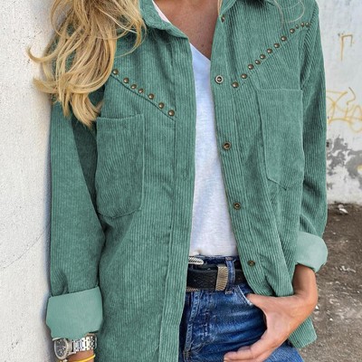 Corduroy Front Pocket Drop Shoulder Shacket | 2 Colors |