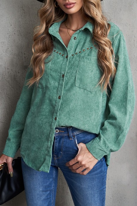 Corduroy Front Pocket Drop Shoulder Shacket | 2 Colors |