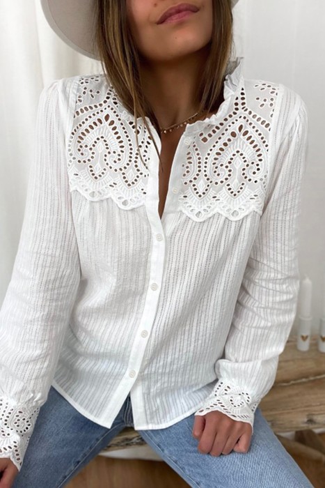 Hollow Out Embroidered Blouse