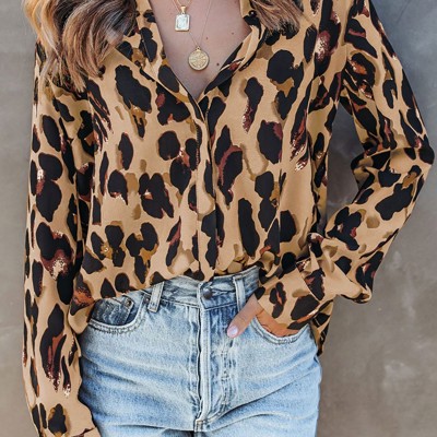 Leopard Print Button Up Blouse