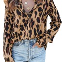  Leopard Print Button Up Blouse