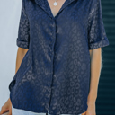  Leopard Print Short Sleeve Satin Blouse | 2 Colors |